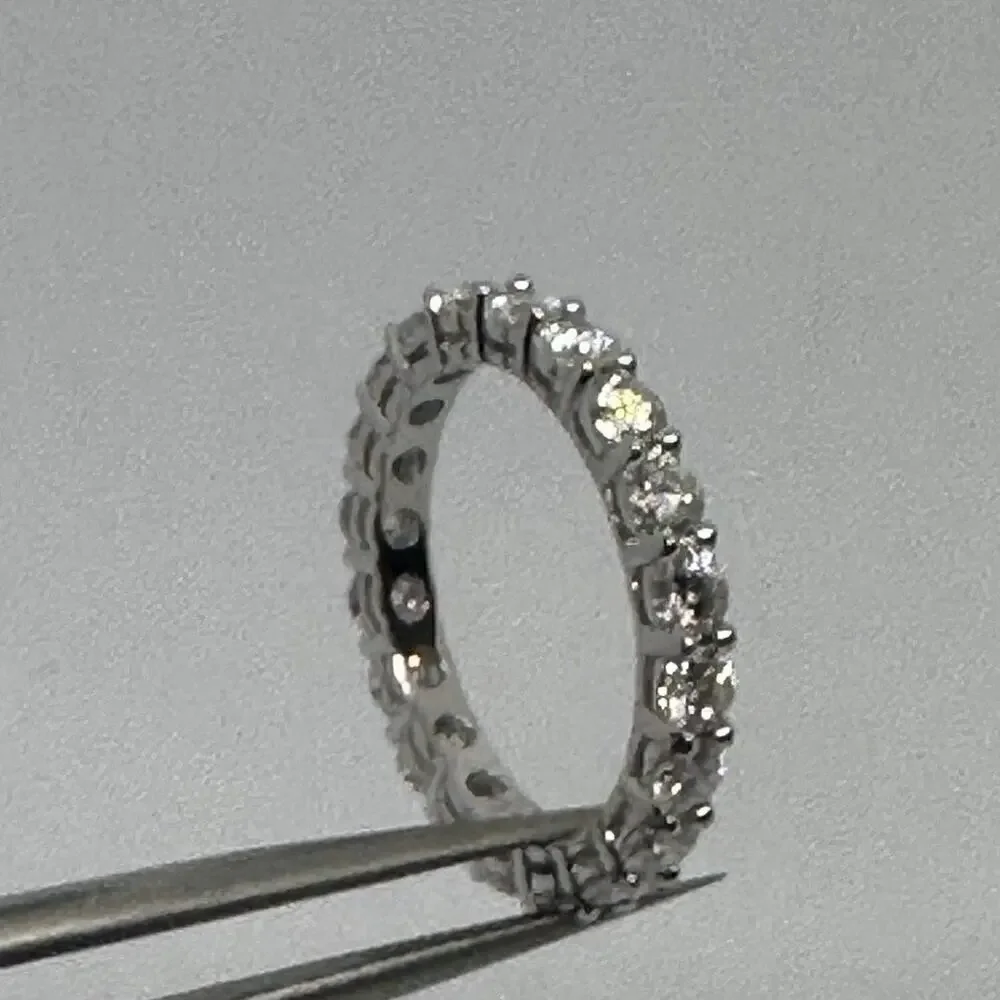 Moissanite Diamond Eternity Band Infinity Ring Pt950 Plated 925 GRA Size 6.5